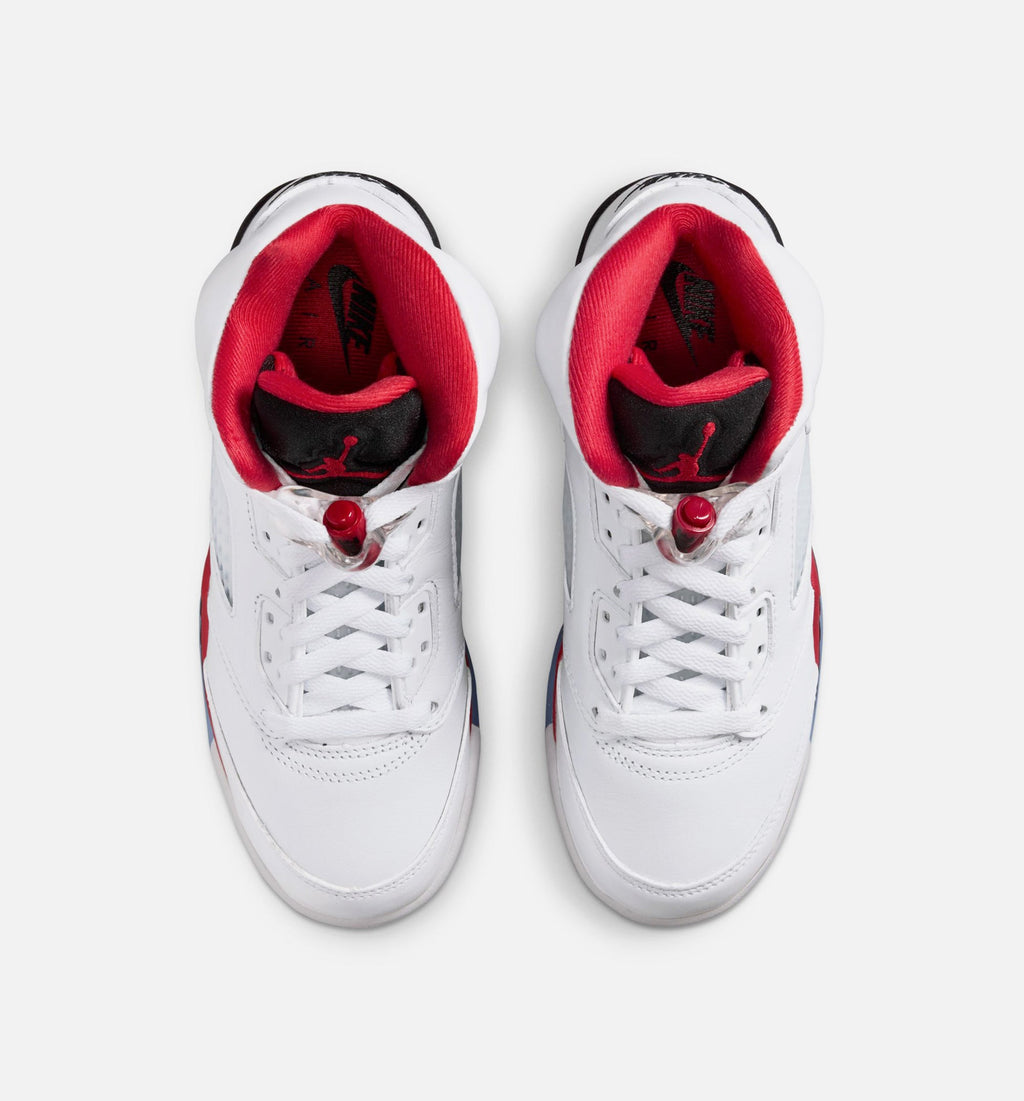 Air Jordan 5 Retro Fire Red Grade School - White/Fire Red/Black