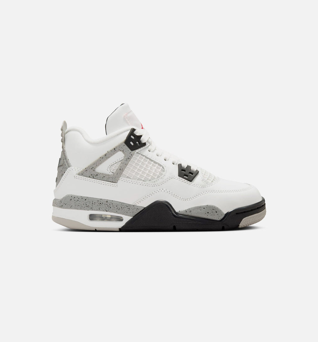 Air Jordan 4 Retro White Cement Grade School - Summit White/Fire Red/Cement Grey/Black