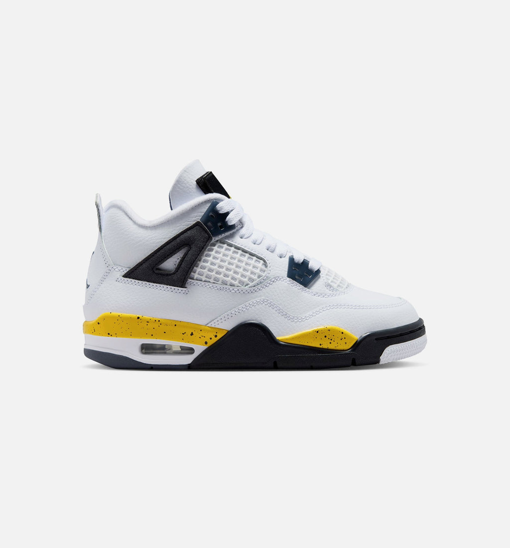 Air Jordan 4 Retro Rare Air Tour Yellow Grade School - White/Dark Blue Grey/Black/Tour Yellow