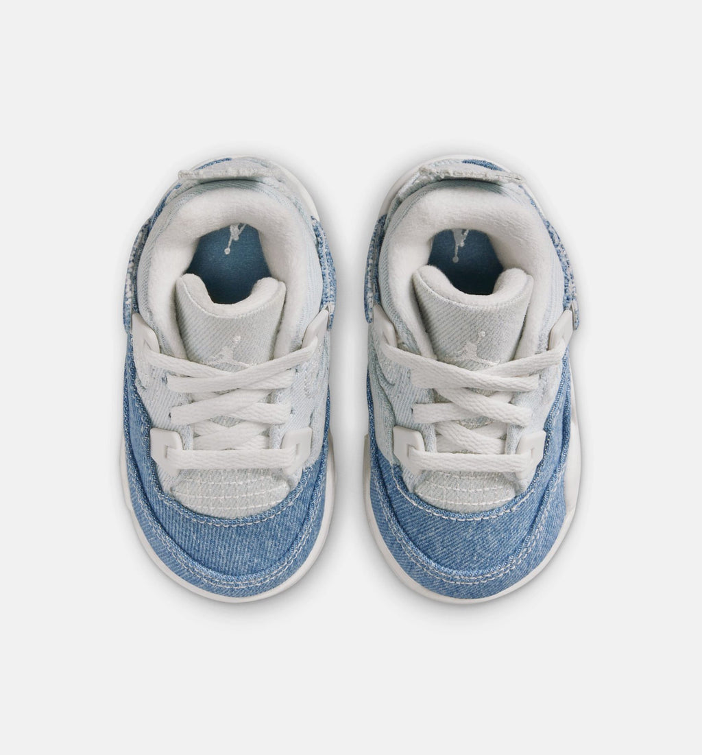 Air Jordan 4 Retro Worn Blue Infant/Toddler - Sail/Worn Blue/Metallic Gold