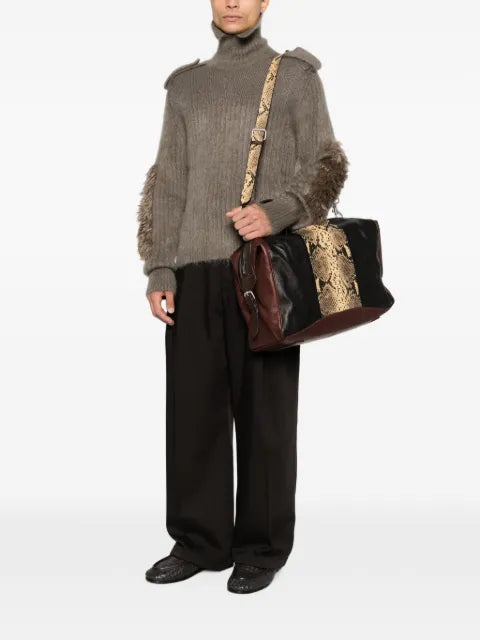 Burberry epaulette-detail faux-fur trim sweater