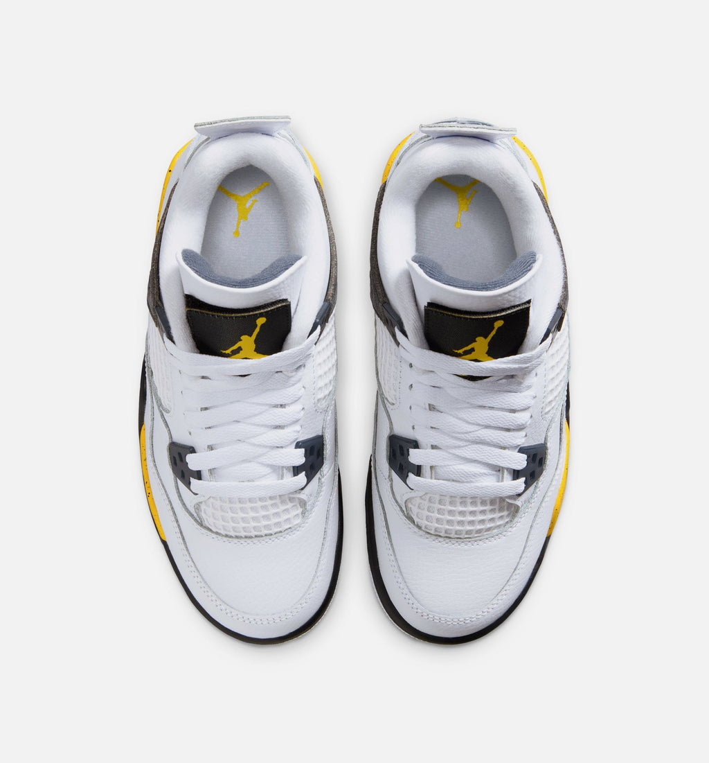 Air Jordan 4 Retro Rare Air Tour Yellow Grade School - White/Dark Blue Grey/Black/Tour Yellow