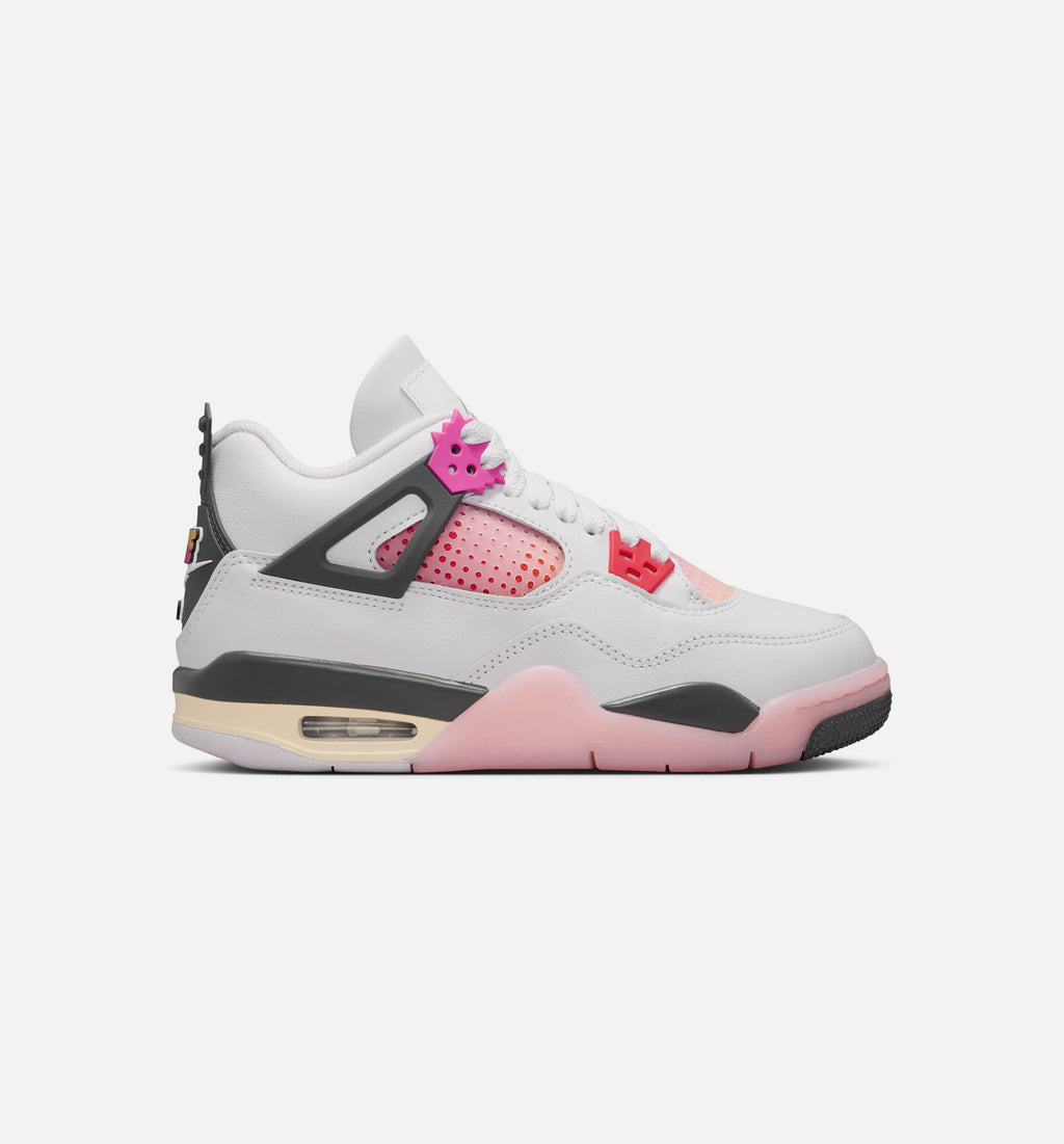 Air Jordan 4 Retro Comic Grade School - Off White/Fire Pink/Anthracite