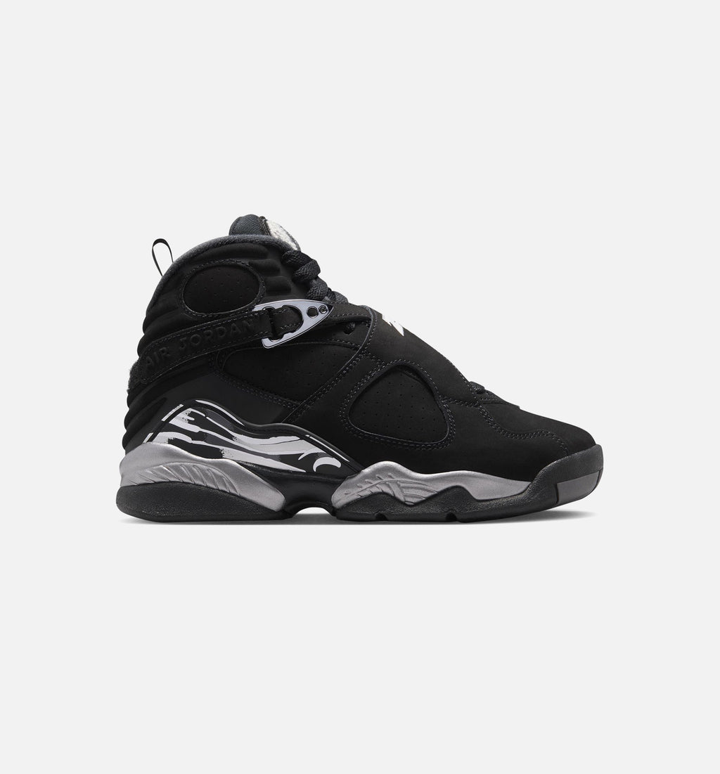 Air Jordan 8 Retro Chrome Black and Light Graphite Grade School - Black/White/Light Graphite