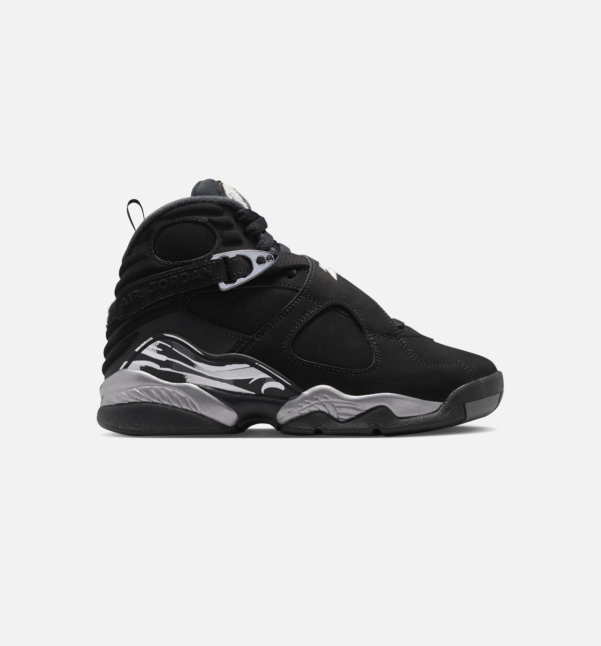 Air Jordan 8 Retro Chrome Black and Light Graphite Grade School - Black/White/Light Graphite
