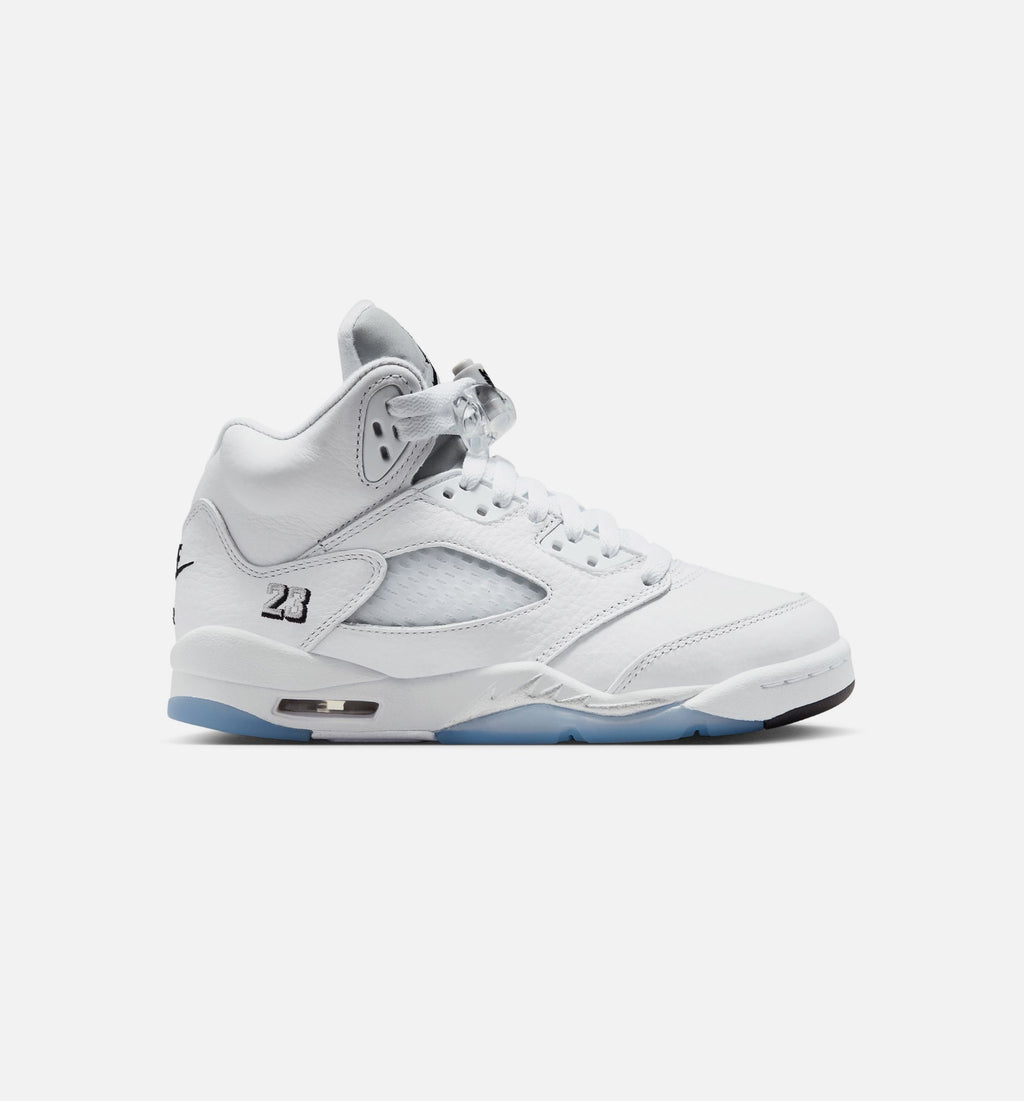 Air Jordan 5 Retro OG White Metallic Grade School - White/Black/Metallic Silver