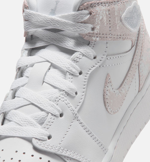Air Jordan 1 Mid SE Grade School - White/Field Silver