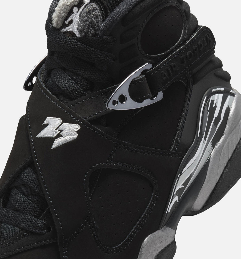 Air Jordan 8 Retro Chrome Black and Light Graphite Grade School - Black/White/Light Graphite