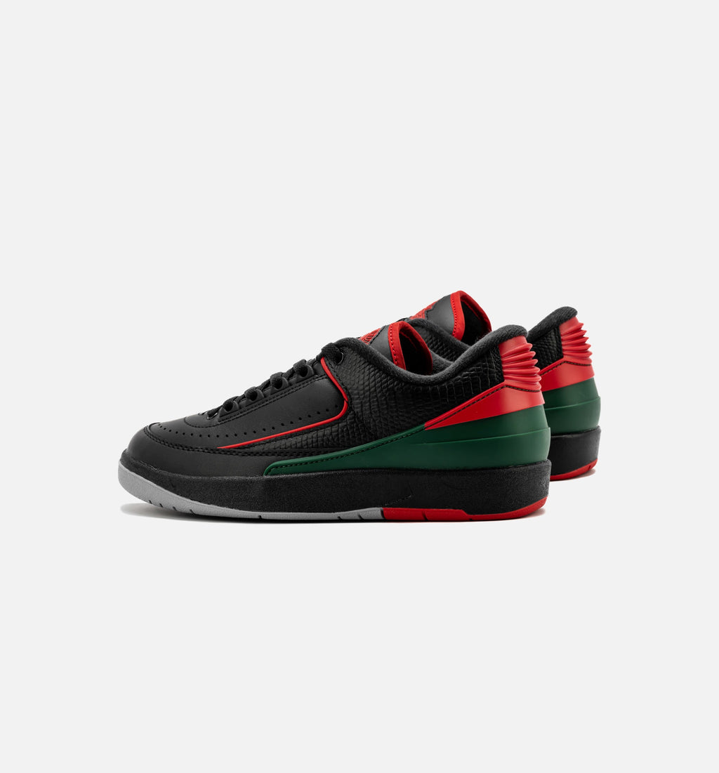 Air Jordan 2 Retro Low Christmas Grade School - Black/Fire Red/Cement Grey