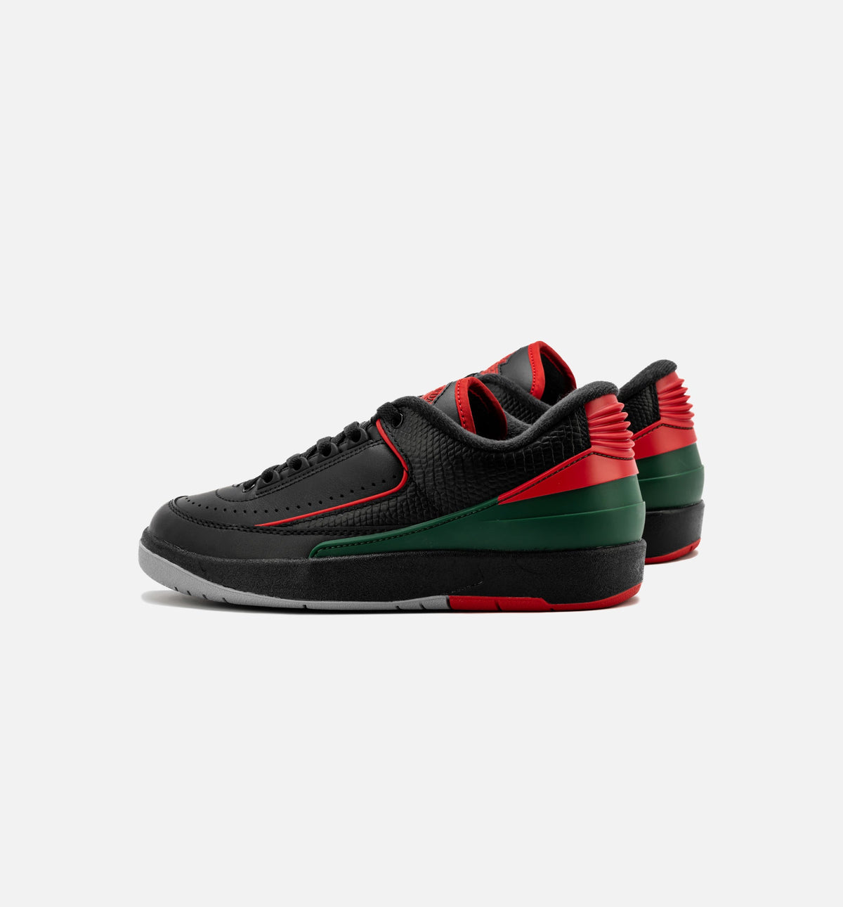 Air Jordan 2 Retro Low Christmas Grade School - Black/Fire Red/Cement Grey