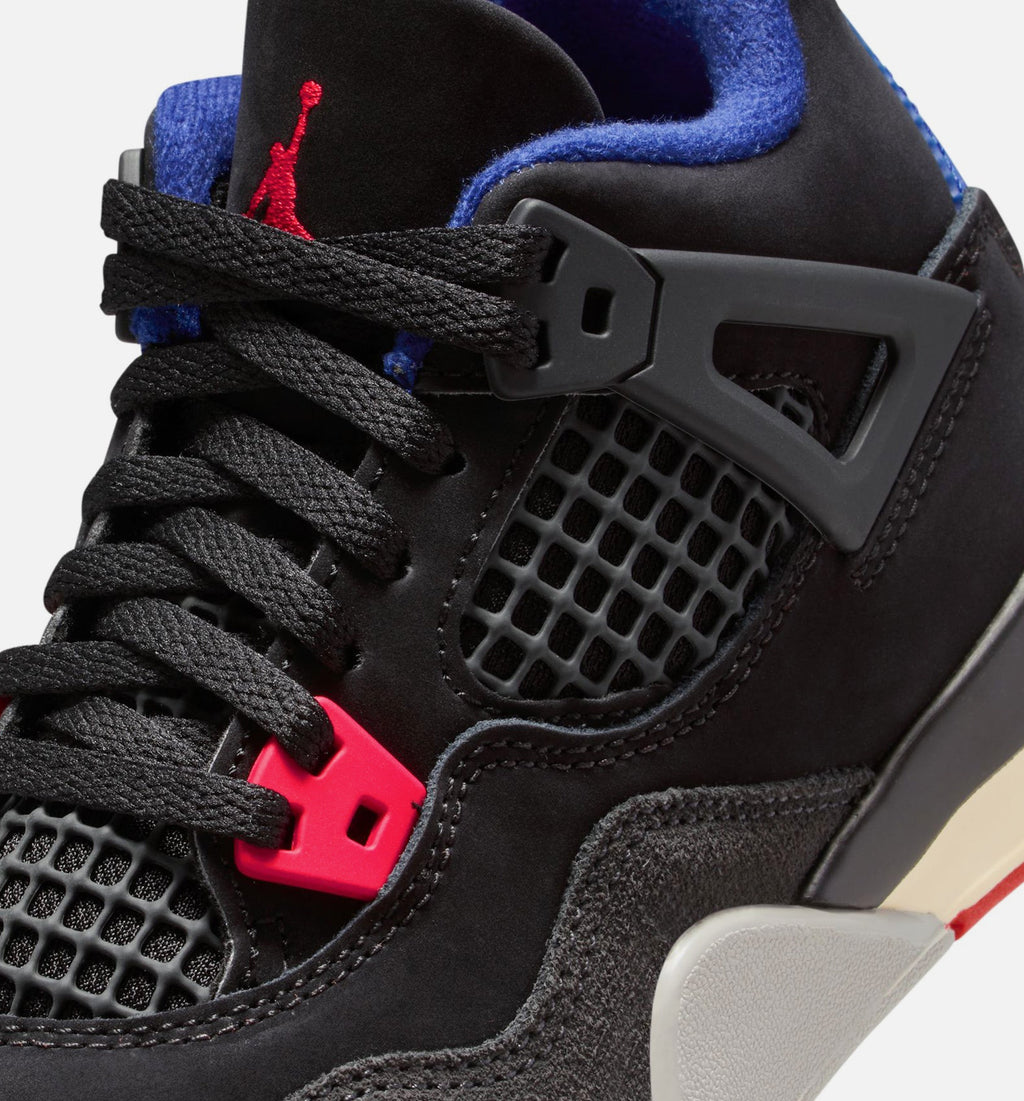 Air Jordan 4 Retro Rare Air Preschool - Black/Fire Red/Deep Royal Blue