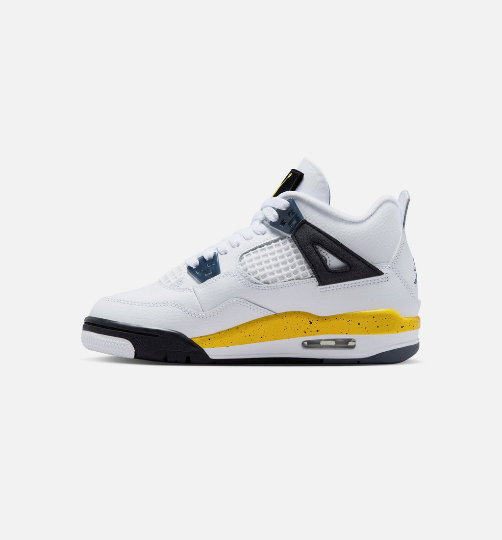 Air Jordan 4 Retro Rare Air Tour Yellow Grade School - White/Dark Blue Grey/Black/Tour Yellow