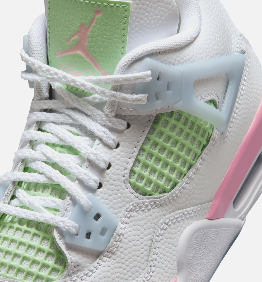 Air Jordan 4 Retro Medium Soft Pink Grade School - White/Medium Soft Pink/Half Blue