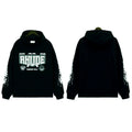 RHUDE Multi‑Badge Racing Sleeve Hoodie Black