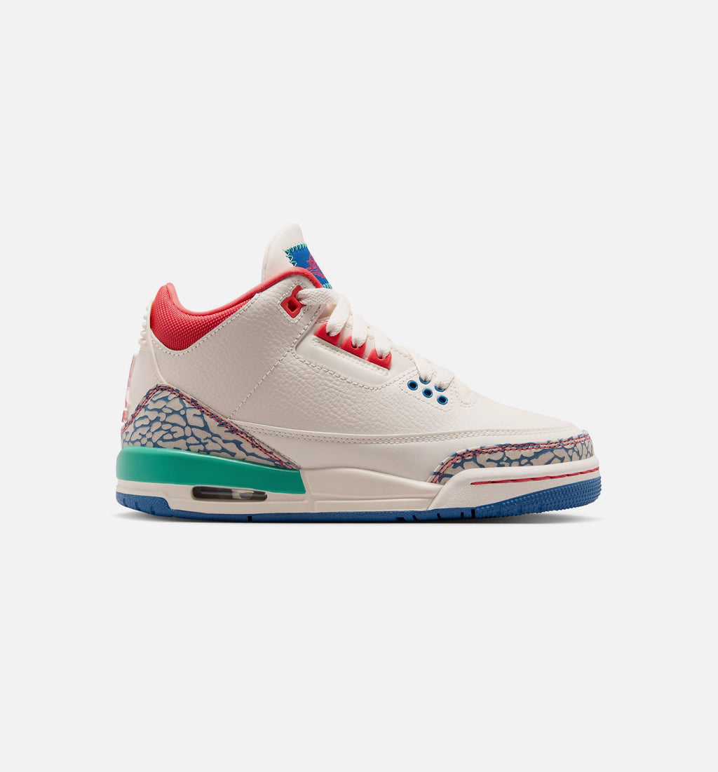 Air Jordan 3 Retro Play Your Way Grade School - Chalk/Track Red/True Blue/Kinetic Green