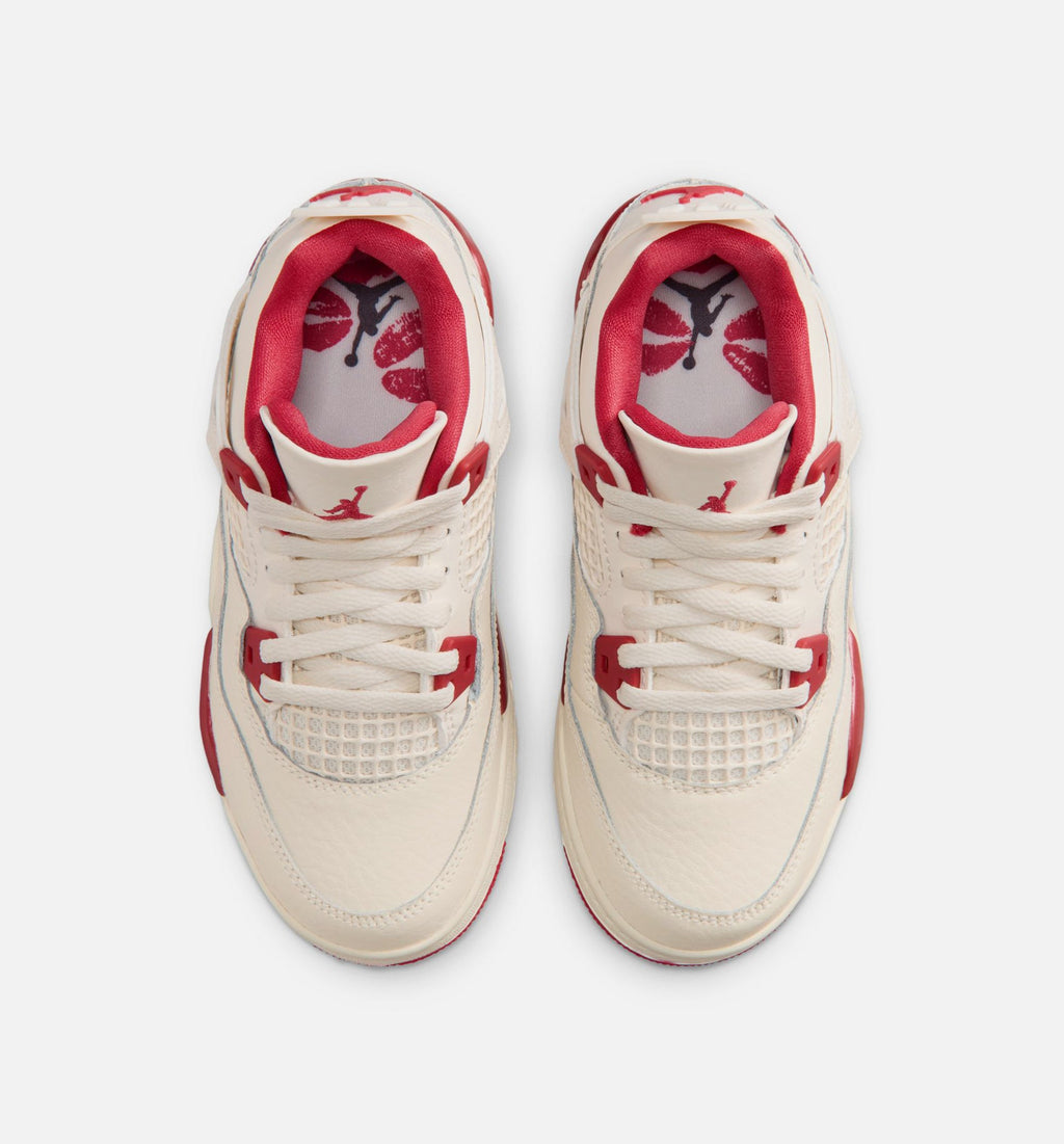 Air Jordan 4 Retro Valentine's Day Preschool - Pale Ivory/Sierra Red/Tough Red