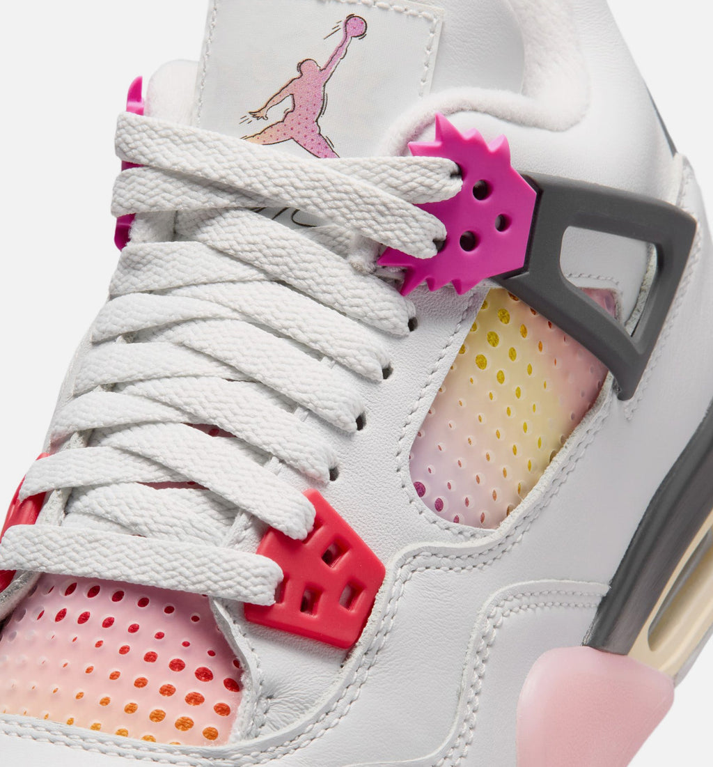 Air Jordan 4 Retro Comic Grade School - Off White/Fire Pink/Anthracite