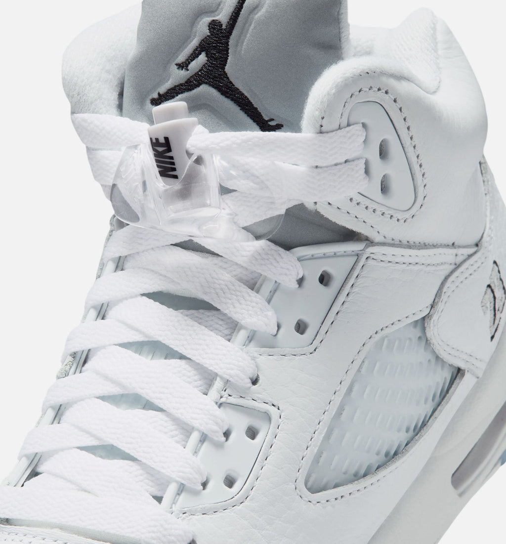Air Jordan 5 Retro OG White Metallic Grade School - White/Black/Metallic Silver