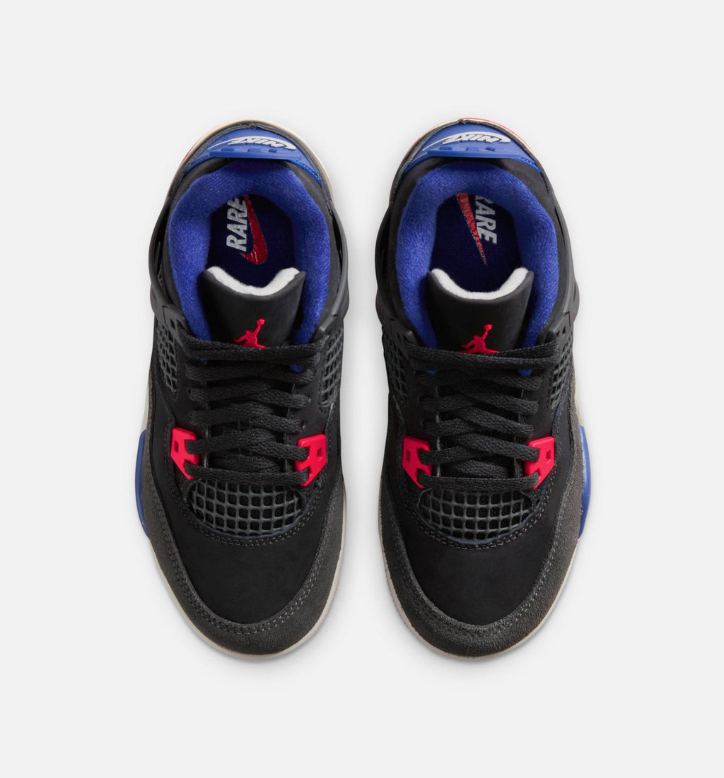 Air Jordan 4 Retro Rare Air Preschool - Black/Fire Red/Deep Royal Blue