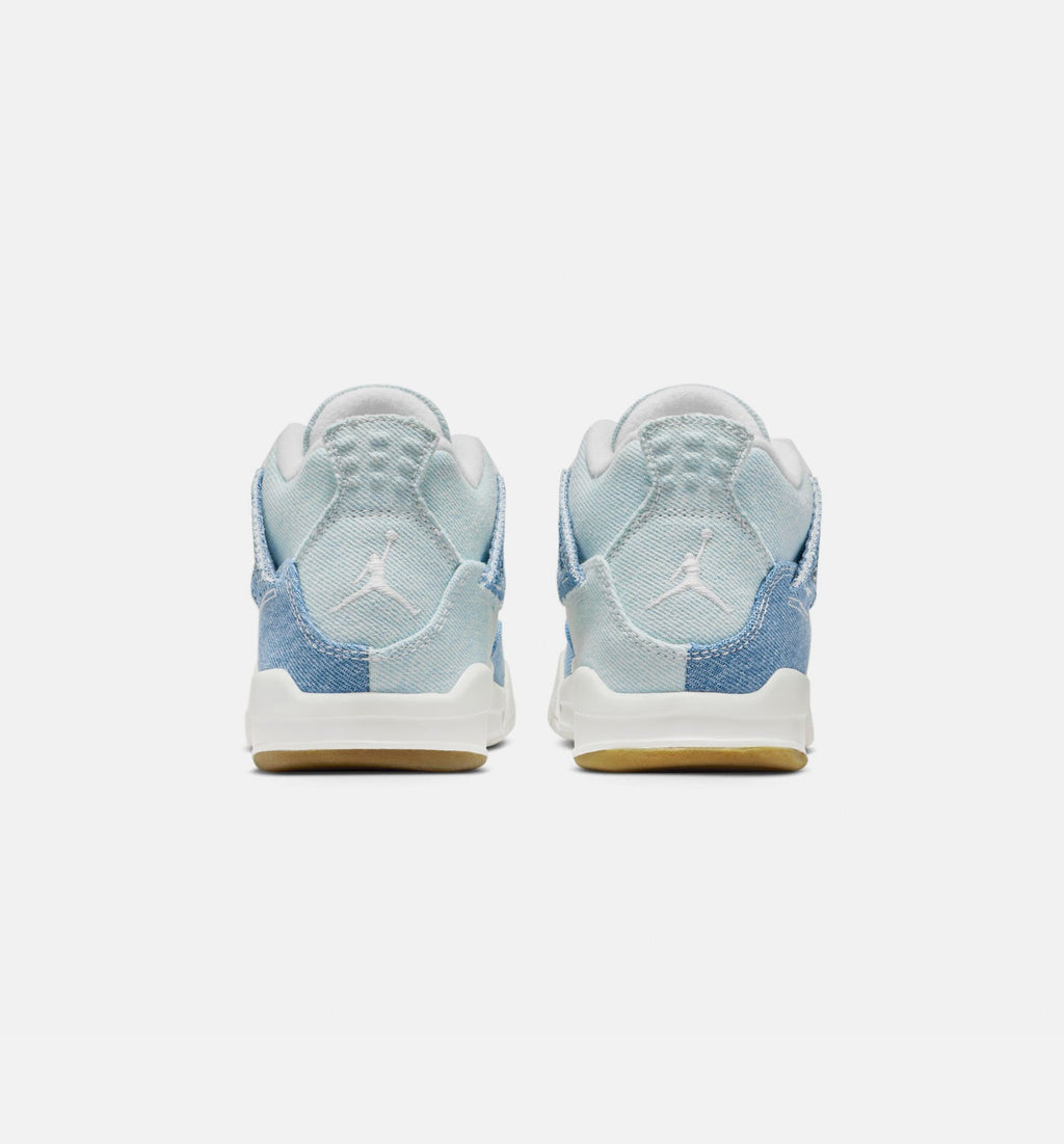 Air Jordan 4 Retro Worn Blue Preschool - Sail/Worn Blue/Metallic Gold