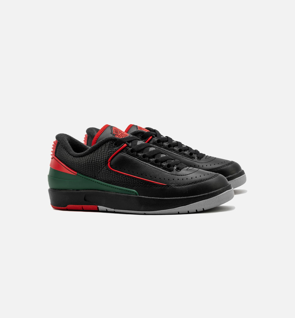 Air Jordan 2 Retro Low Christmas Grade School - Black/Fire Red/Cement Grey