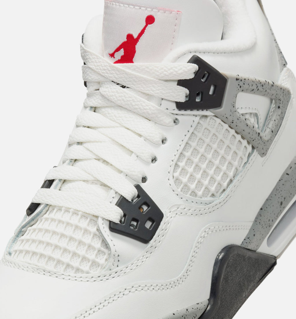 Air Jordan 4 Retro White Cement Grade School - Summit White/Fire Red/Cement Grey/Black