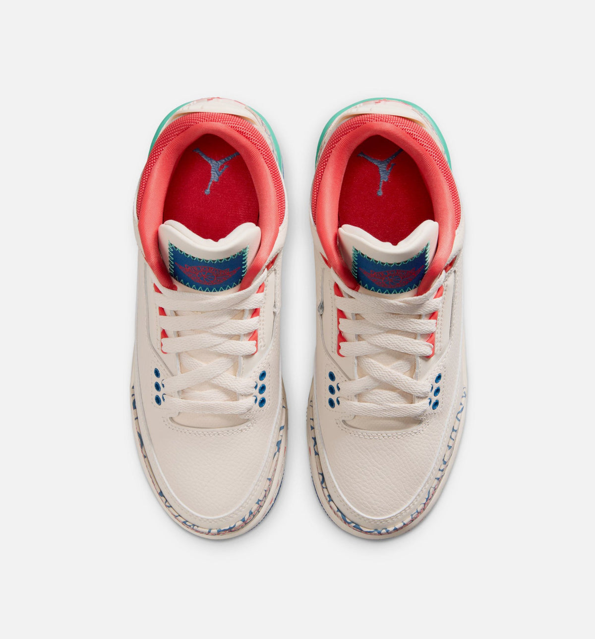 Air Jordan 3 Retro Play Your Way Grade School - Chalk/Track Red/True Blue/Kinetic Green