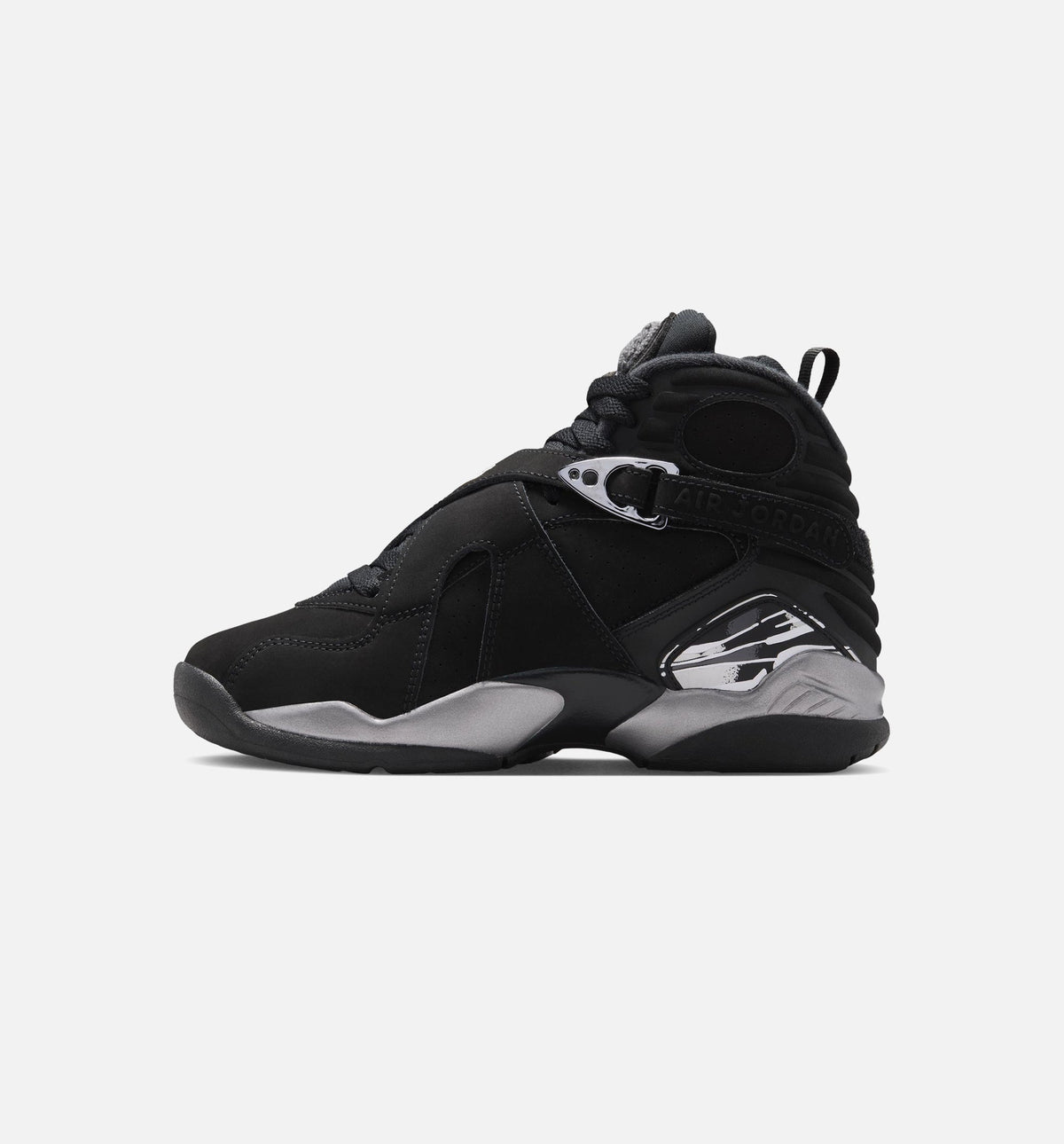 Air Jordan 8 Retro Chrome Black and Light Graphite Grade School - Black/White/Light Graphite