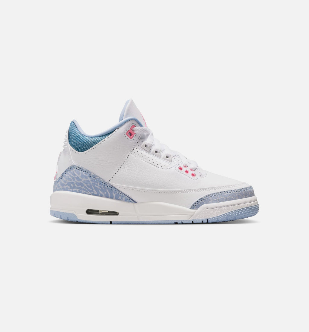 Air Jordan 3 Retro Cobalt Bliss Grade School - White/Cobalt Bliss/Football Grey/Pink Glow