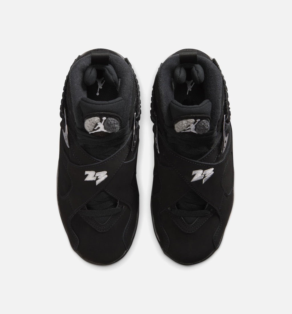 Air Jordan 8 Retro Chrome Black and Light Graphite Grade School - Black/White/Light Graphite