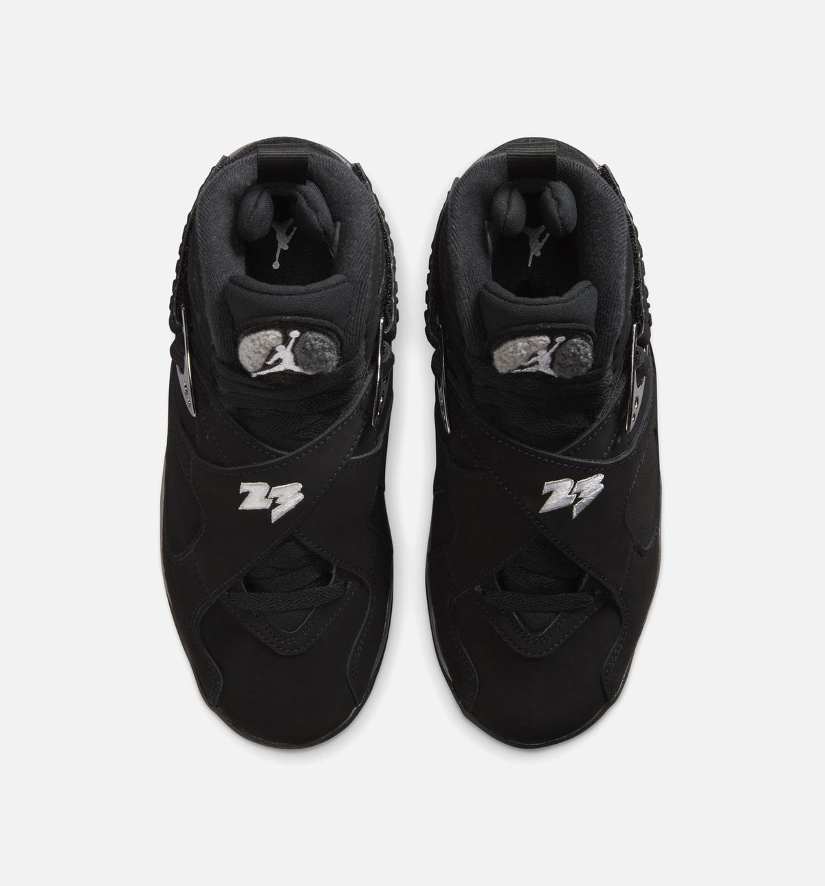 Air Jordan 8 Retro Chrome Black and Light Graphite Grade School - Black/White/Light Graphite