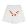 Sp5der Curved Wordmark Raw-Hem Shorts